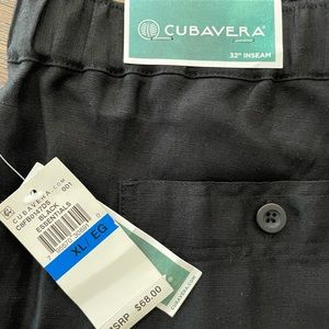 Cubavera Black Linen Pants. 32 inch inseam, size XL. 55% Linen 45% Rayon.